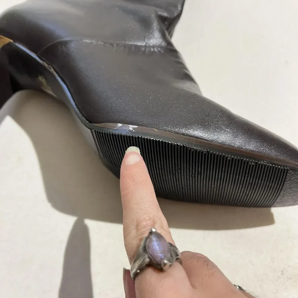 Vintage Gogo Boots 70s Disco Boho 60s California 8.5 Calf High Heel Zip Stacked